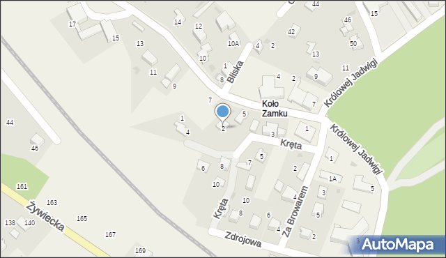 Łodygowice, Kręta, 2, mapa Łodygowice