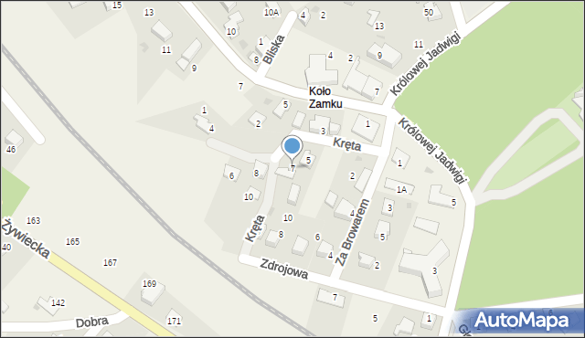 Łodygowice, Kręta, 7, mapa Łodygowice