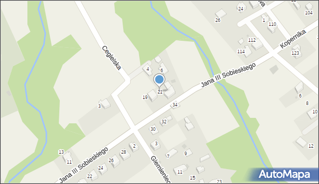 Łodygowice, Króla Jana III Sobieskiego, 21, mapa Łodygowice