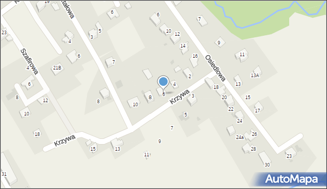 Łodygowice, Krzywa, 6, mapa Łodygowice