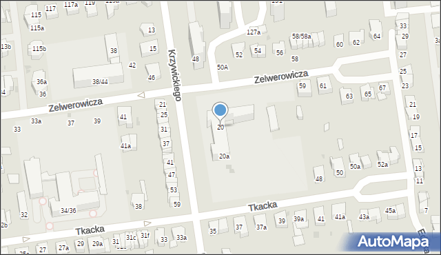 Łódź, Krzywickiego Ludwika, 20, mapa Łodzi