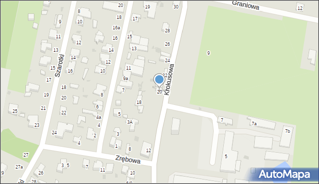 Łódź, Krokusowa, 20, mapa Łodzi