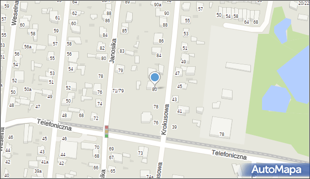 Łódź, Krokusowa, 80, mapa Łodzi