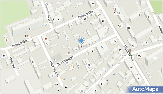 Łódź, Krasickiego Ignacego, bp., 7, mapa Łodzi