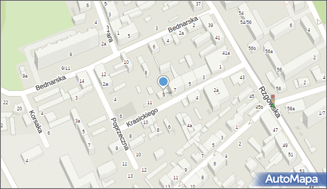 Łódź, Krasickiego Ignacego, bp., 9, mapa Łodzi