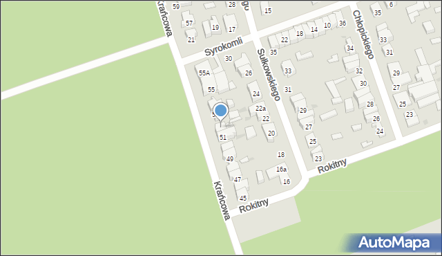 Łódź, Krańcowa, 51a, mapa Łodzi