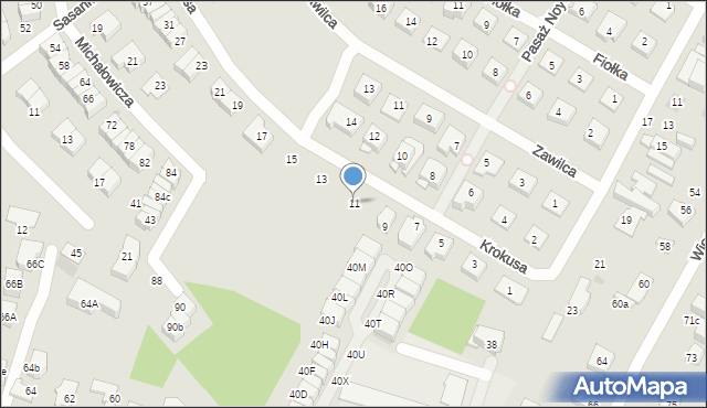 Łomianki, Krokusa, 11, mapa Łomianki