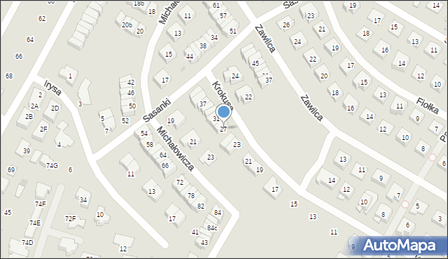 Łomianki, Krokusa, 27, mapa Łomianki