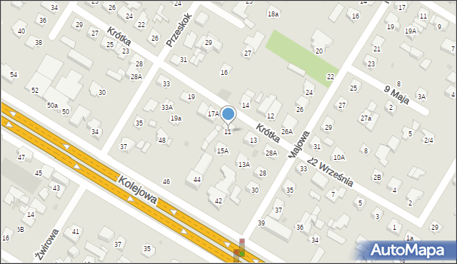 Łomianki, Krótka, 11, mapa Łomianki