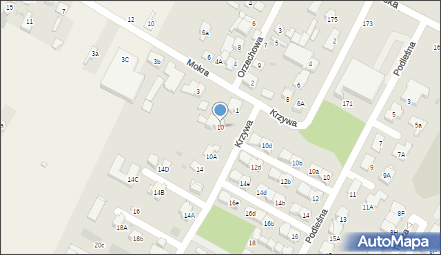 Łomianki, Krzywa, 10, mapa Łomianki