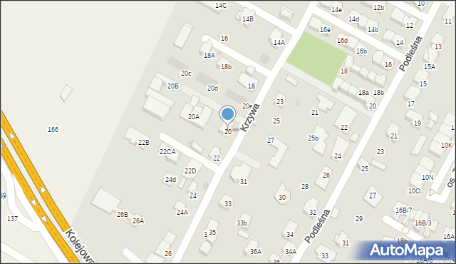 Łomianki, Krzywa, 20, mapa Łomianki