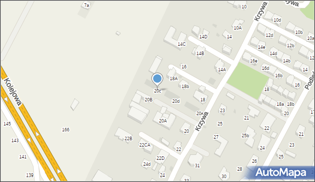 Łomianki, Krzywa, 20c, mapa Łomianki