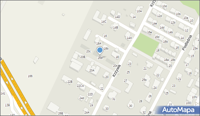 Łomianki, Krzywa, 20d, mapa Łomianki