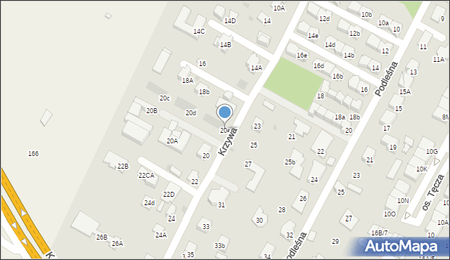 Łomianki, Krzywa, 20e, mapa Łomianki