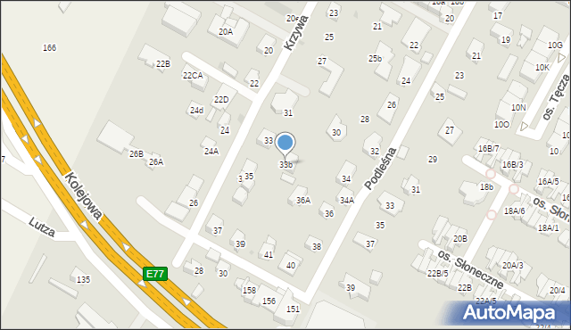 Łomianki, Krzywa, 33b, mapa Łomianki