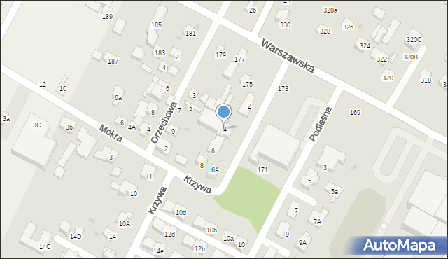 Łomianki, Krzywa, 4, mapa Łomianki