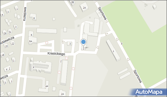 Łosice, Krasickiego Ignacego, bp., 1, mapa Łosice