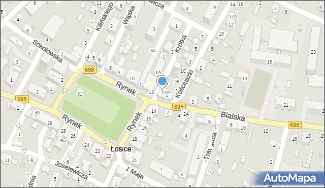 Łosice, Krótka, 2, mapa Łosice