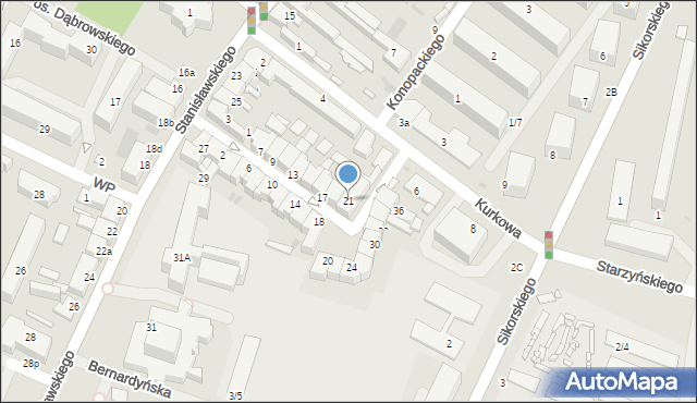 Łowicz, Krakowska, 21, mapa Łowicza