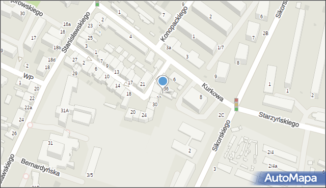 Łowicz, Krakowska, 34, mapa Łowicza