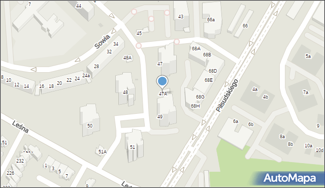 Lubin, Krucza, 47A, mapa Lubin