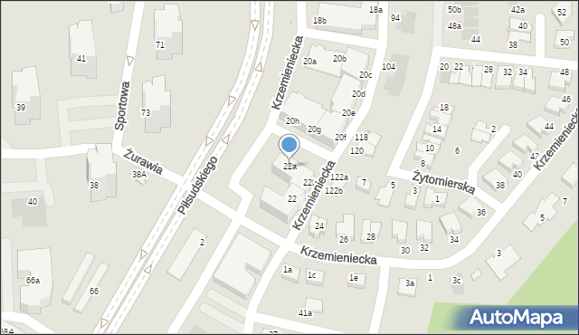 Lubin, Krzemieniecka, 22a, mapa Lubin