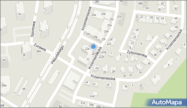 Lubin, Krzemieniecka, 22b, mapa Lubin
