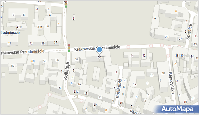 Lublin, Krakowskie Przedmieście, 50, mapa Lublina