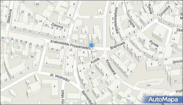 Lublin, Krakowskie Przedmieście, 2, mapa Lublina