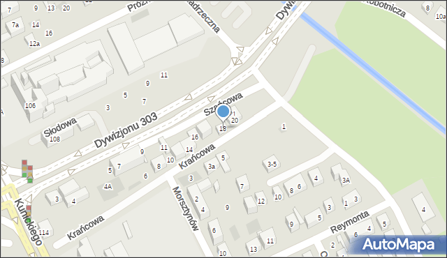 Lublin, Krańcowa, 18, mapa Lublina