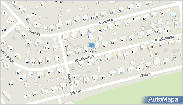 Lublin, Krasickiego Ignacego, bp., 54, mapa Lublina