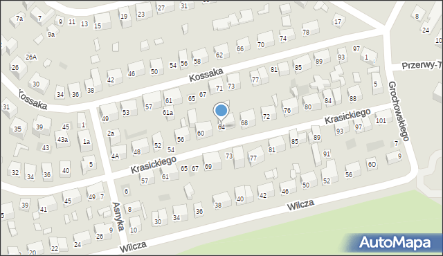 Lublin, Krasickiego Ignacego, bp., 64, mapa Lublina
