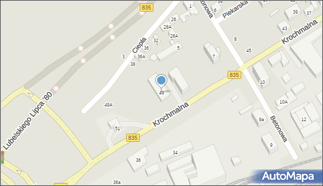 Lublin, Krochmalna, 49, mapa Lublina