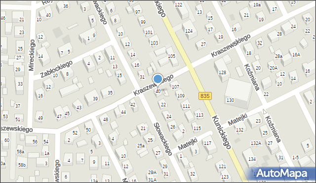 Lublin, Kraszewskiego Józefa Ignacego, 40, mapa Lublina