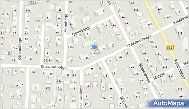 Lublin, Kraszewskiego Józefa Ignacego, 43, mapa Lublina