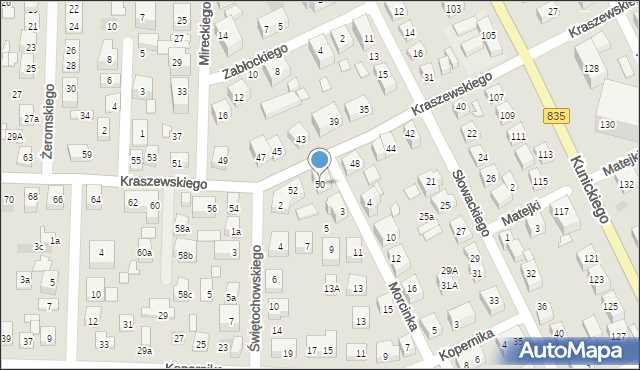 Lublin, Kraszewskiego Józefa Ignacego, 50, mapa Lublina