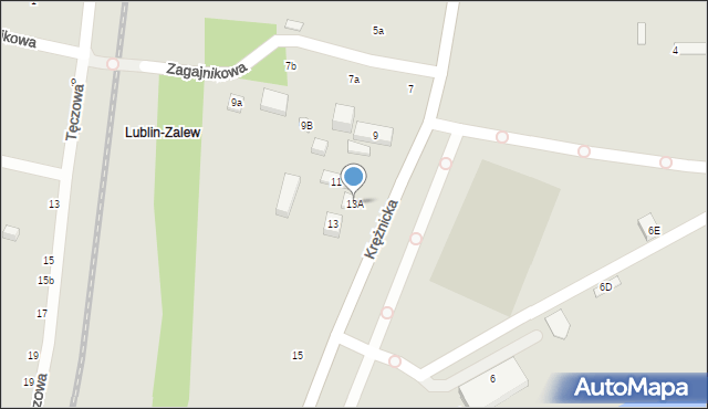 Lublin, Krężnicka, 13A, mapa Lublina