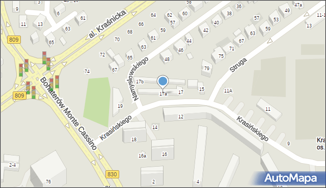 Lublin, Krasińskiego Zygmunta, 17a, mapa Lublina