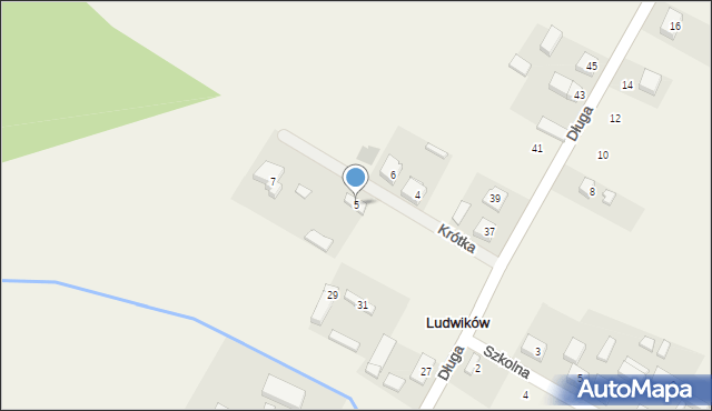 Ludwików, Krótka, 5, mapa Ludwików