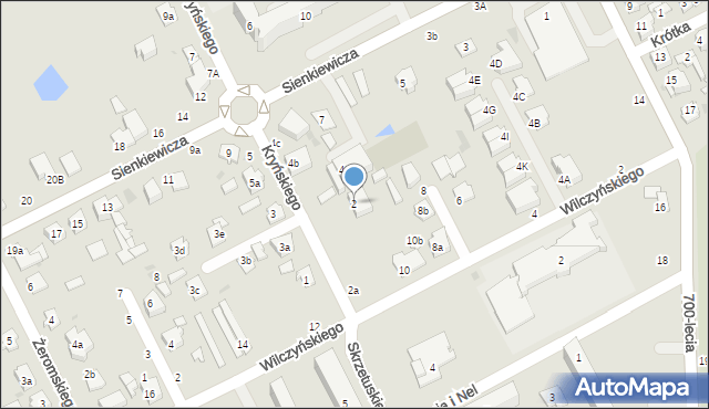 Łuków, Kryńskiego Adama Antoniego, 2, mapa Łuków