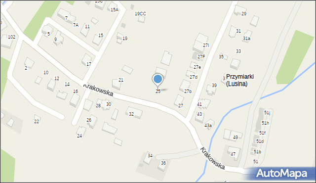 Lusina, Krakowska, 25, mapa Lusina