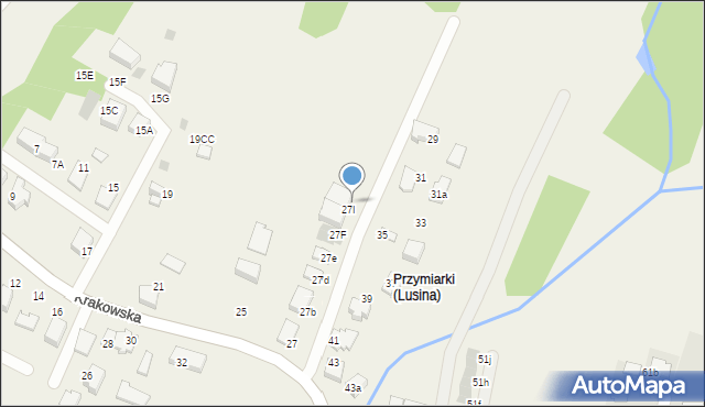 Lusina, Krakowska, 27J, mapa Lusina