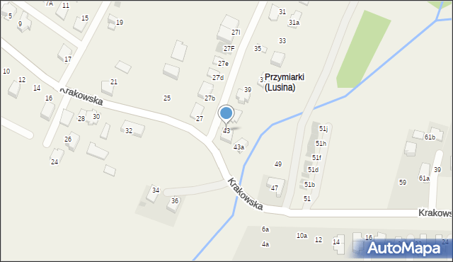 Lusina, Krakowska, 43, mapa Lusina