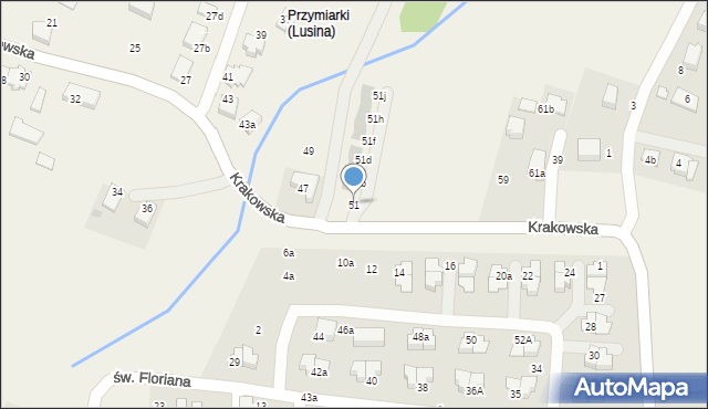 Lusina, Krakowska, 51, mapa Lusina