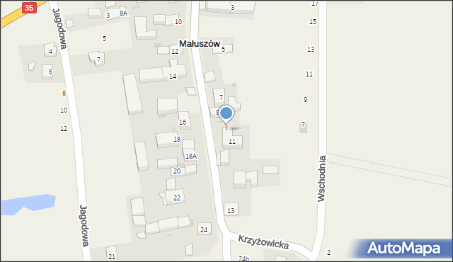 Małuszów, Krzyżowicka, 11a, mapa Małuszów