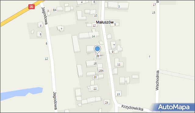 Małuszów, Krzyżowicka, 16, mapa Małuszów