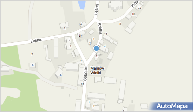Maniów Wielki, Krótka, 1, mapa Maniów Wielki