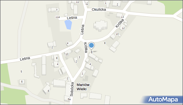 Maniów Wielki, Krótka, 6, mapa Maniów Wielki