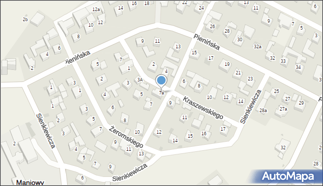Maniowy, Kraszewskiego Józefa Ignacego, 7a, mapa Maniowy