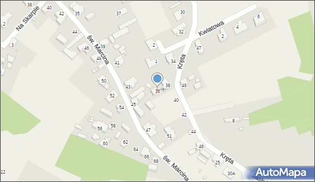 Marcinowice, Kręta, 36, mapa Marcinowice